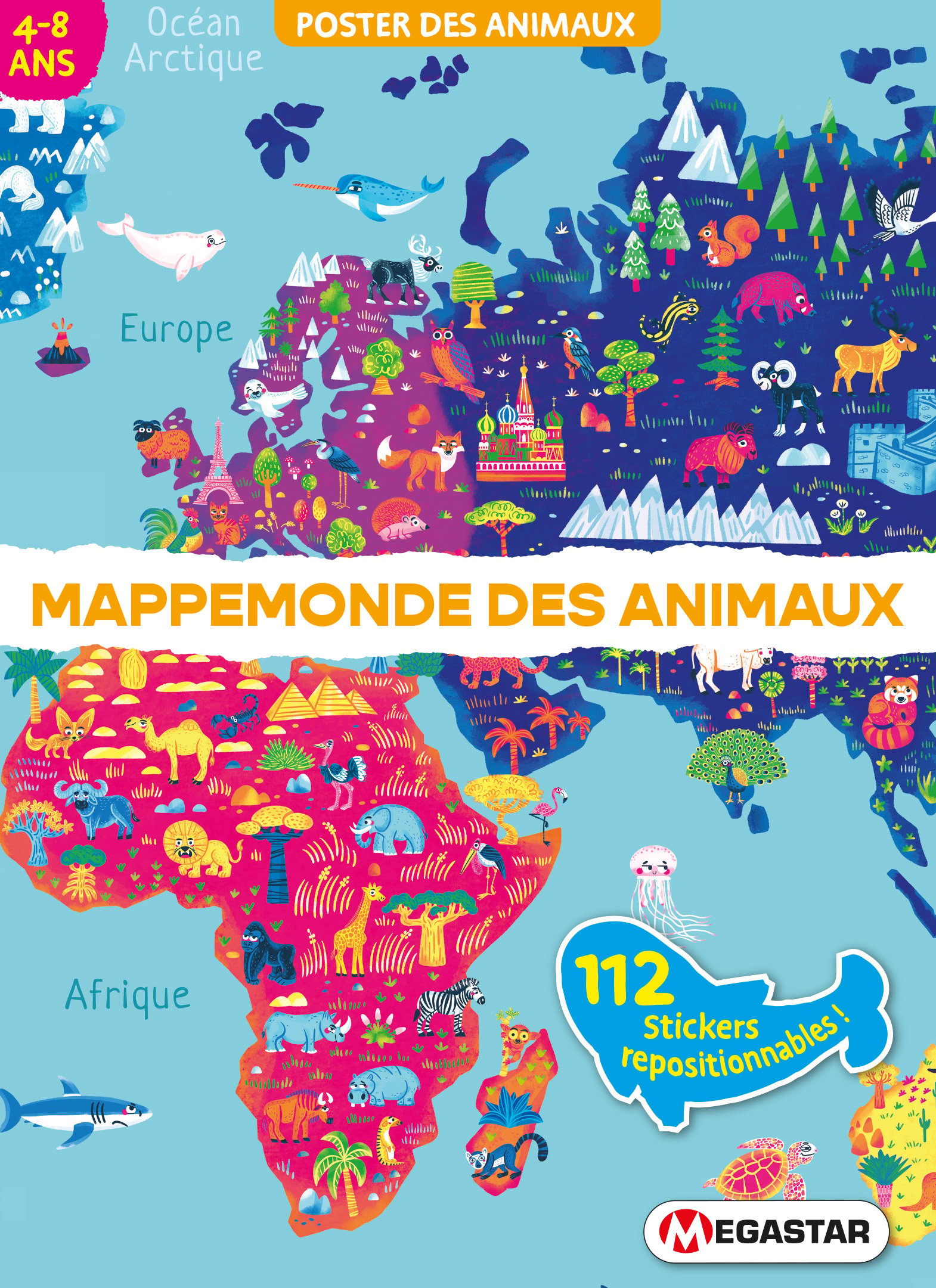 Poster Mappemonde des animaux Numéro 1